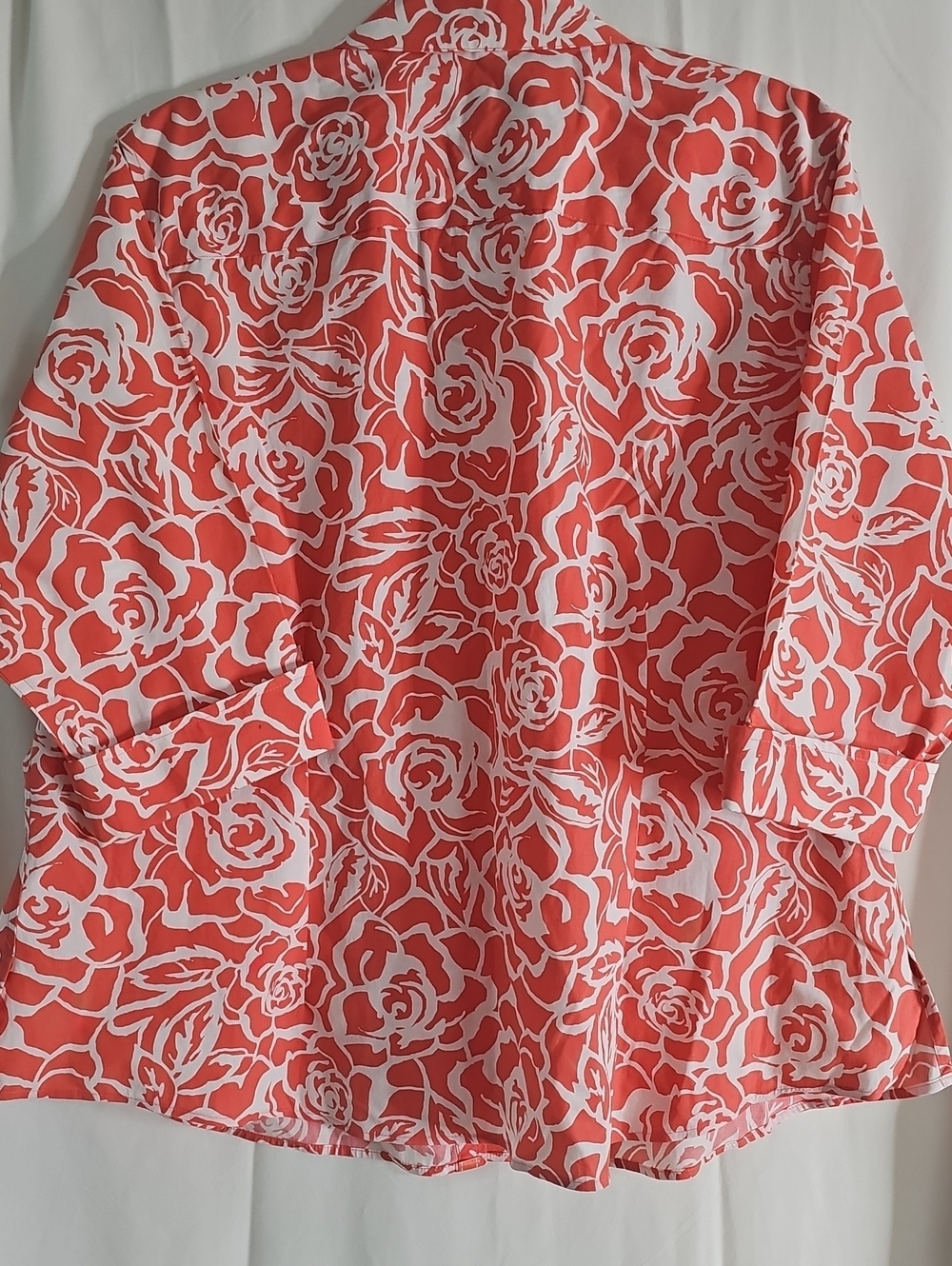 Coldwater Creek Coral Rose Print Button-Down Blouse - Picture 6 of 10